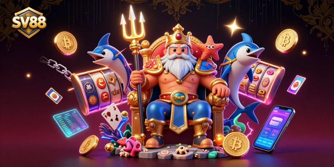 Experience thrilling gaming at SV88 with vibrant elements from slots and crypto coins.