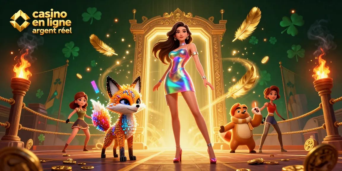 Découvrez le casino en ligne argent réel avec une illustration 3D éblouissante d'une femme et d'un renard numérique.