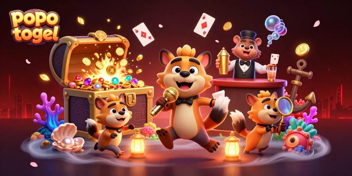 Experience big wins with popo togel at a vibrant comedy casino featuring animated hyenas.