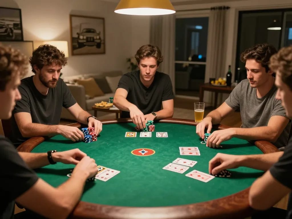 Tụ họp bạn bè cho một đêm poker thú vị, thể hiện m88 link trong bầu không khí trò chơi thân thiện và lối chơi chiến lược.