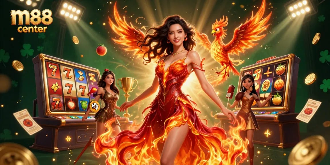 Experience high-stakes gaming at m88 center with vibrant slot games and fiery visuals.