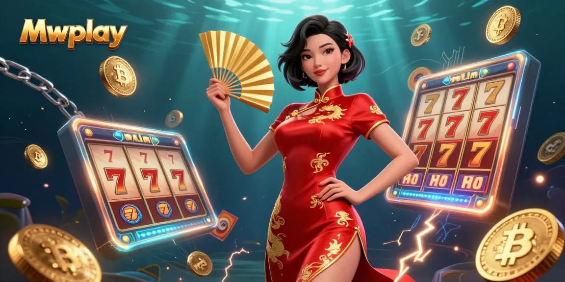 Experience thrilling slot action at Mwplay with captivating visuals and dynamic gameplay elements in a vibrant illustration.