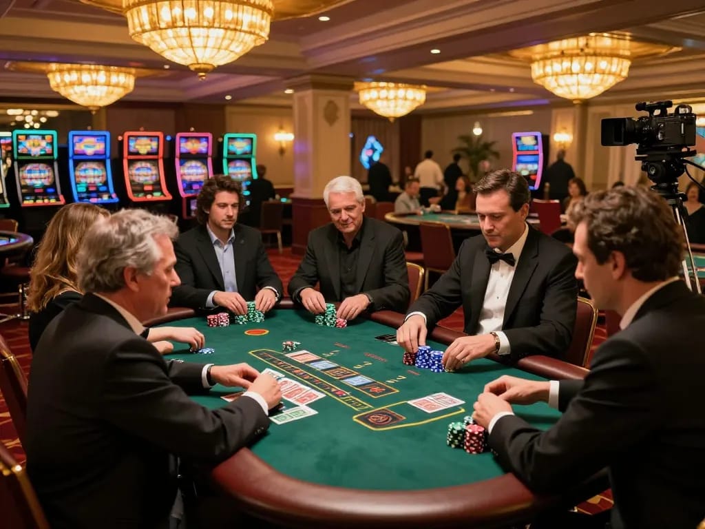 Players strategizing at the blackjack table in ilvidx casino, showcasing excitement and intense gameplay