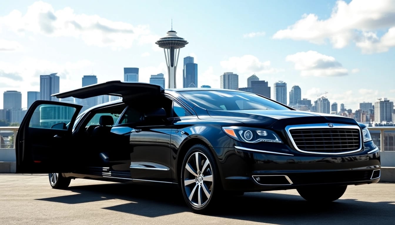 Experience limo service vancouver to seattle with a luxurious black limousine inviting passengers.