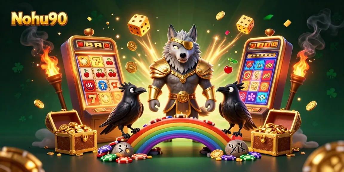 Nohu90 players experiencing the thrill of a jackpot with cosmic elements in a vibrant 3D illustration.