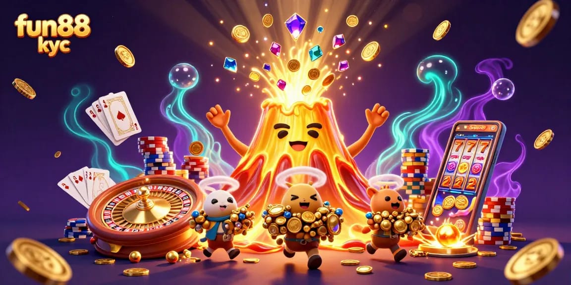 Nhận khuyến mãi hấp dẫn từ fun88 kyc với hình ảnh casino sống động và lấp lánh.
