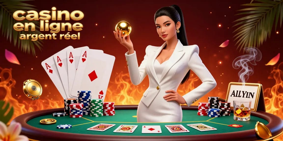Profitez du luxe des casinos en ligne argent réel à travers cette illustration vibrante mettant en avant des éléments de poker.
