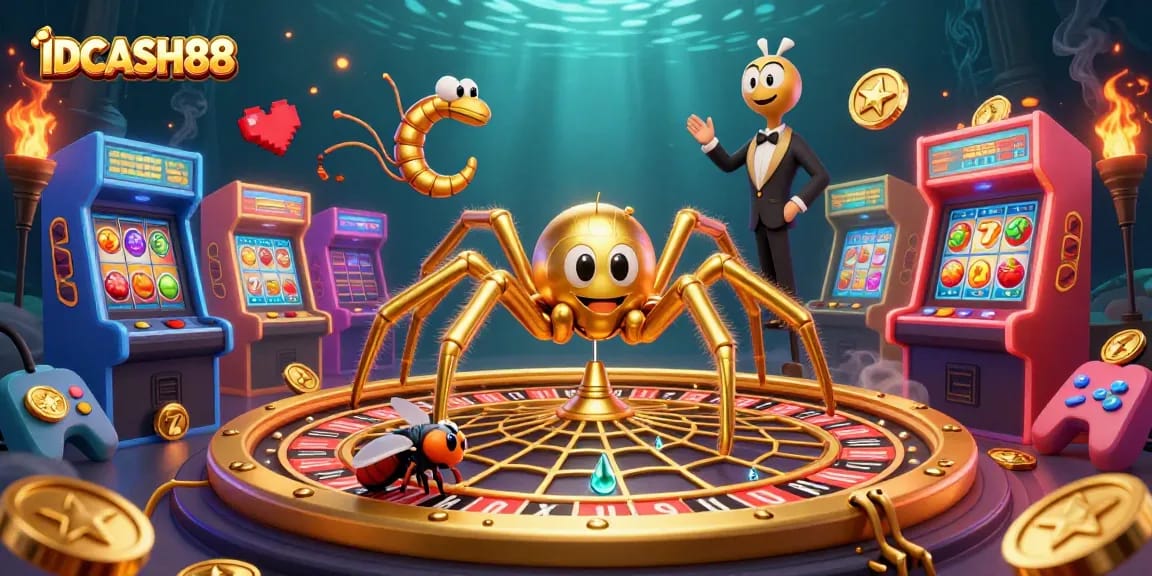 Engage with IDCASH88 by placing bets on vibrant roulette-style gaming elements in a dynamic 3D scene.