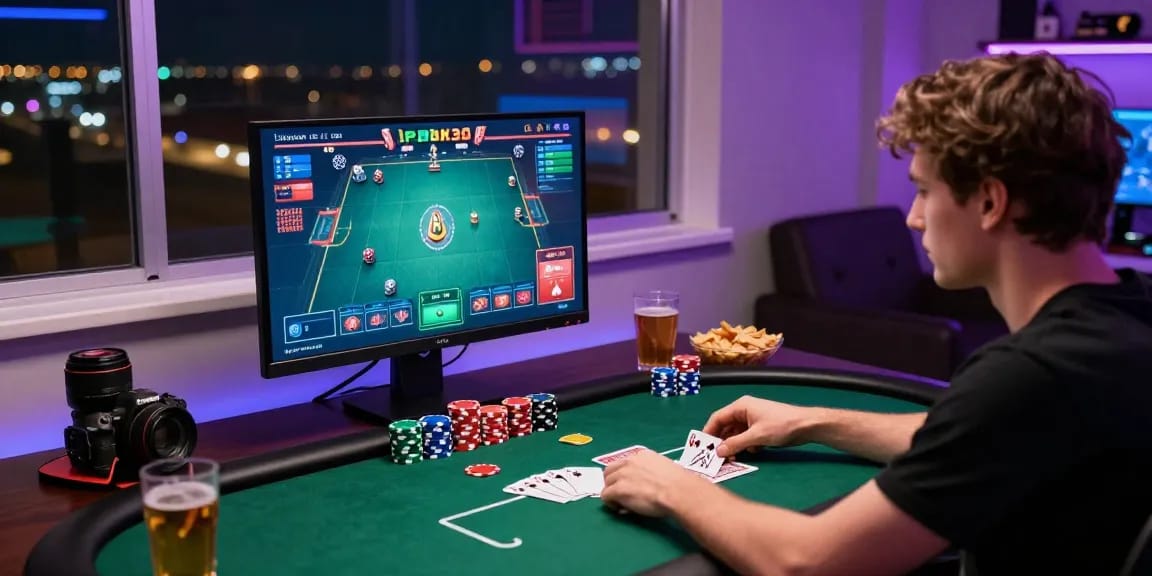 Pengguna menikmati permainan poker di lapak303 dengan suasana gaming yang menyenangkan.