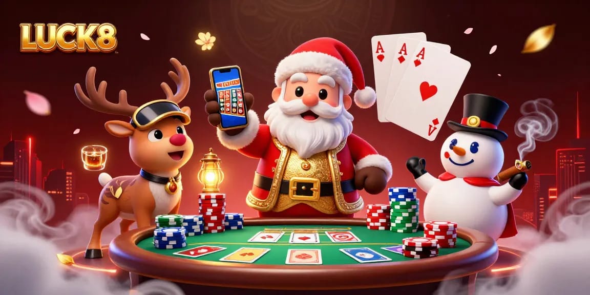 Experience the excitement of LUCK8 with animated casino characters and vibrant gaming elements!