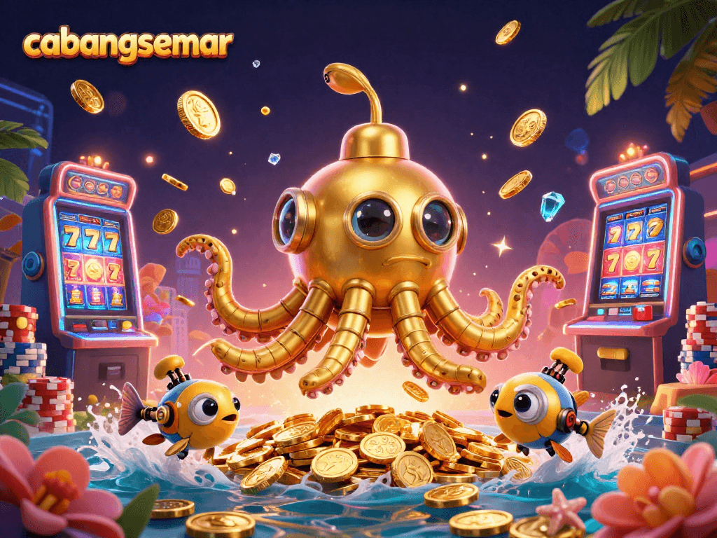 Menggugah semangat dengan cabangsemar, platform slot gacor dan togel online bersama makhluk laut berwarna emas.