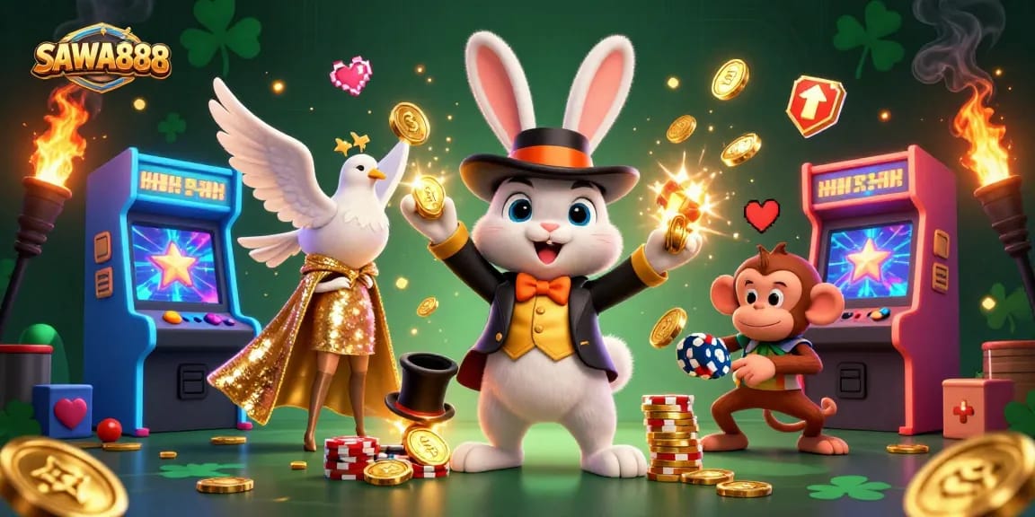 Engage with SAWA888's dazzling casino adventure featuring magical characters and vibrant game elements.