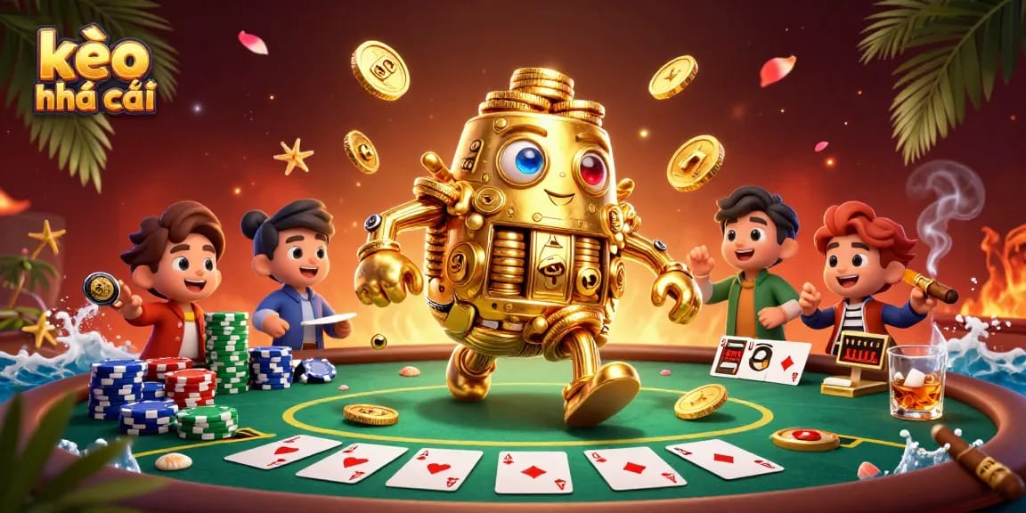 Experience the thrill of kèo nhà cái with the enchanting golden golem and dynamic poker scene.