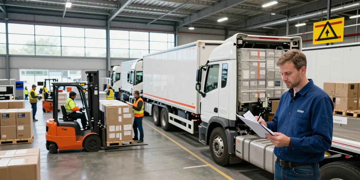 LKW Spedition in Dortmund: Fahrer inspiziert LKW vor Abfahrt in modernem Lagerhaus