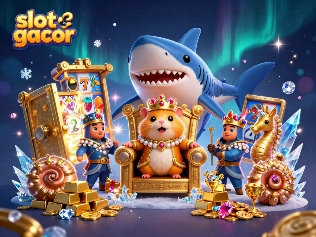 Engage with slot gacor visuals featuring a golden hamster king surrounded by riches.