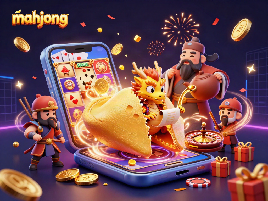 Engage with mahjong strategy tips through an energetic casino scene filled with vibrant elements.