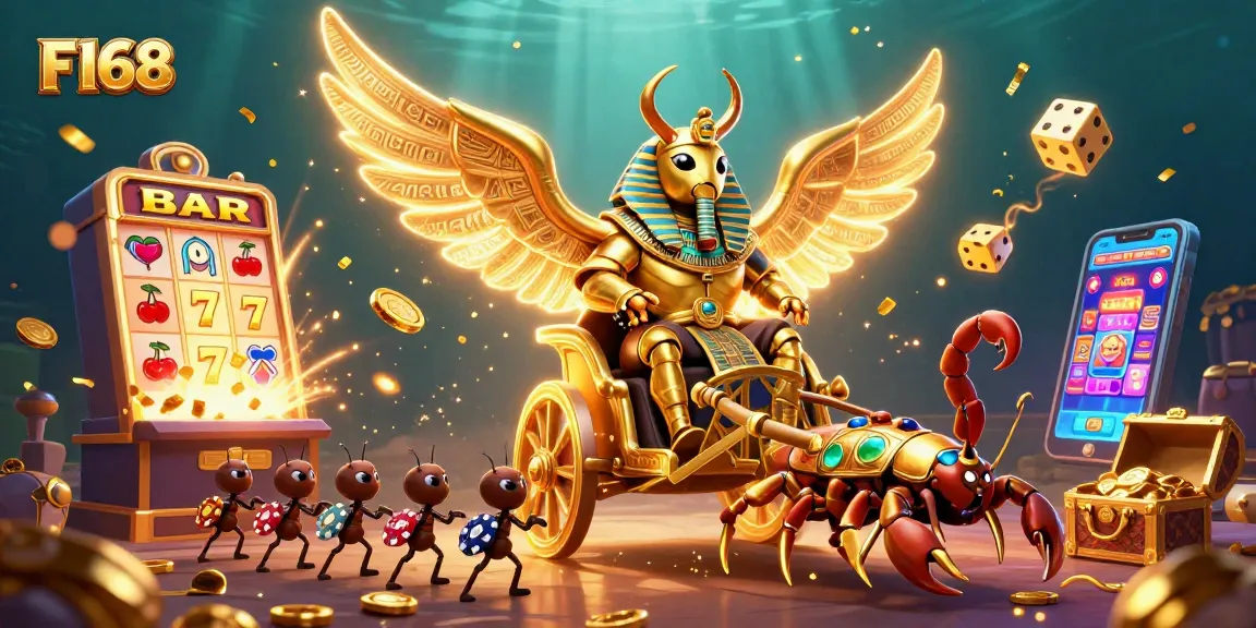 Experience thrilling wins at F168 with colossal golden beetles and jackpot slot machines!