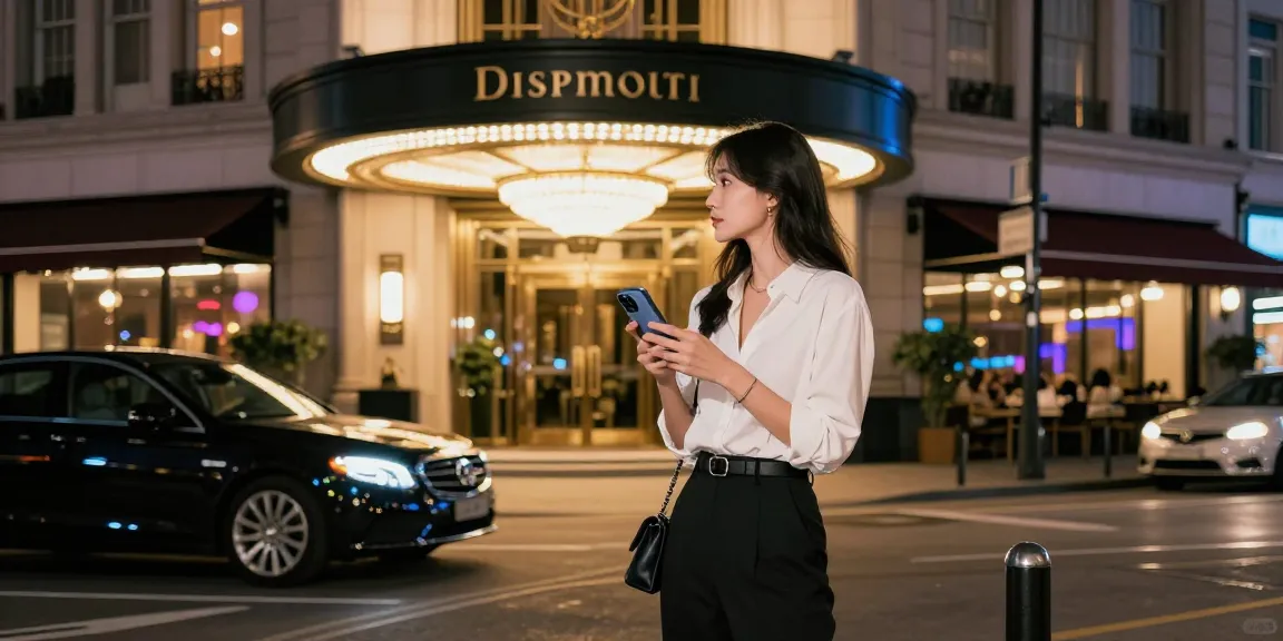 Diyarbakır escort hizmetleri için şık bir kadın, neon ışıklar altında şehirde akşam saatlerinde.