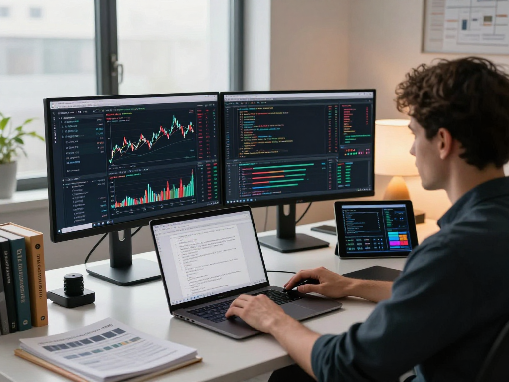 Real-time COMEX metal futures API integration in a modern tech office.