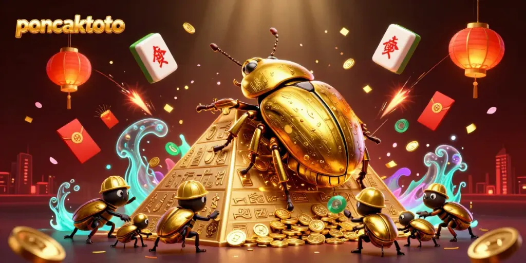 Puncaktoto menghadirkan ilustrasi kasino online dengan berbagai elemen meriah dan simbol permainan