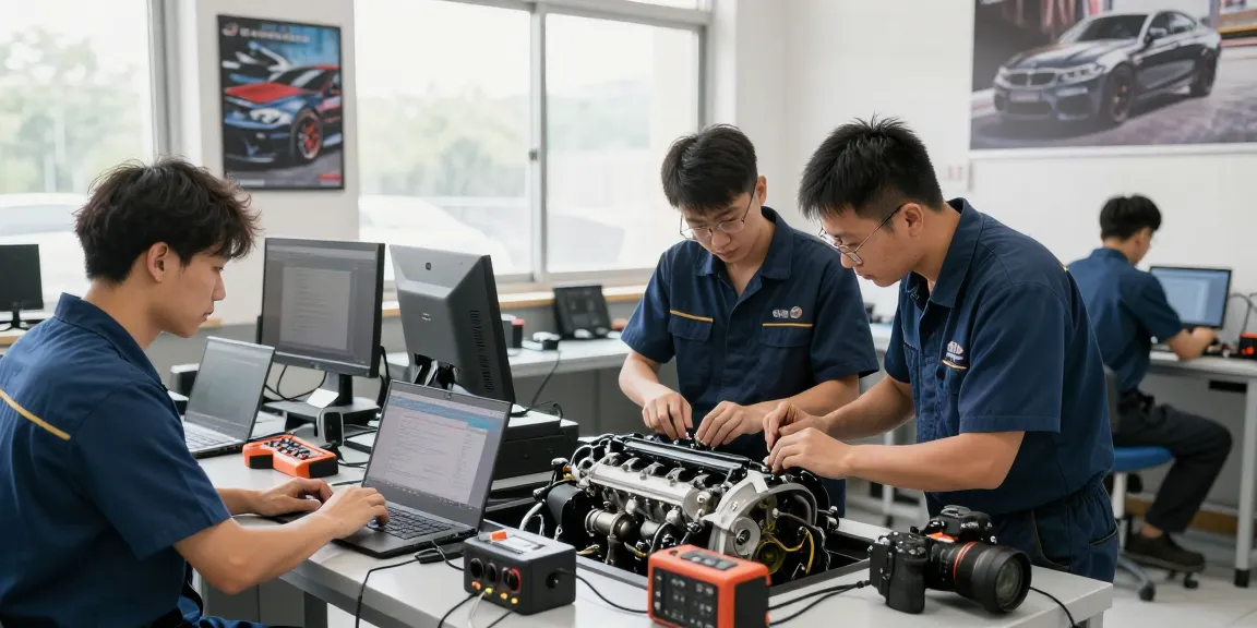 Chiptuning Hannover in einer professionellen Werkstatt mit BMW-Technikern bei der Motoroptimierung.