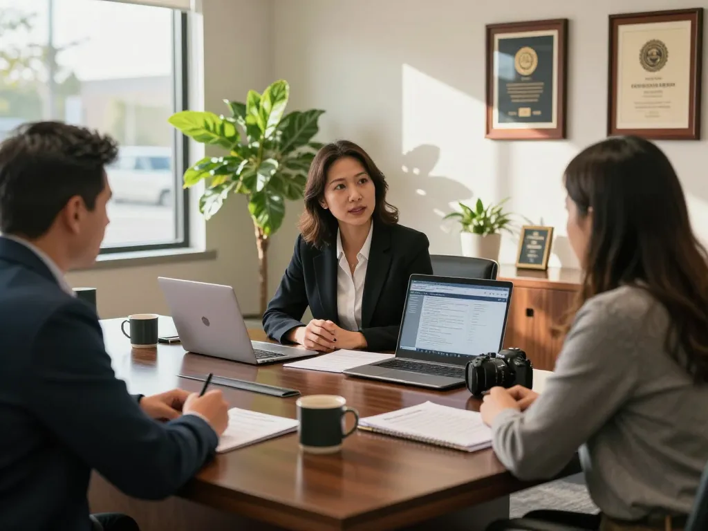 Orlando Personal Injury Lawyer consulting with a client in a warm office setting, emphasizing personal attention and professionalism.