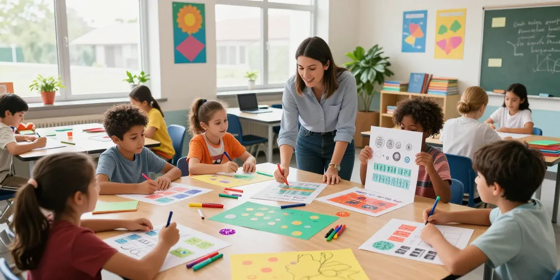 Creative classroom with students using a Poster Maker For Schools, showcasing collaborative poster designs and vibrant materials.