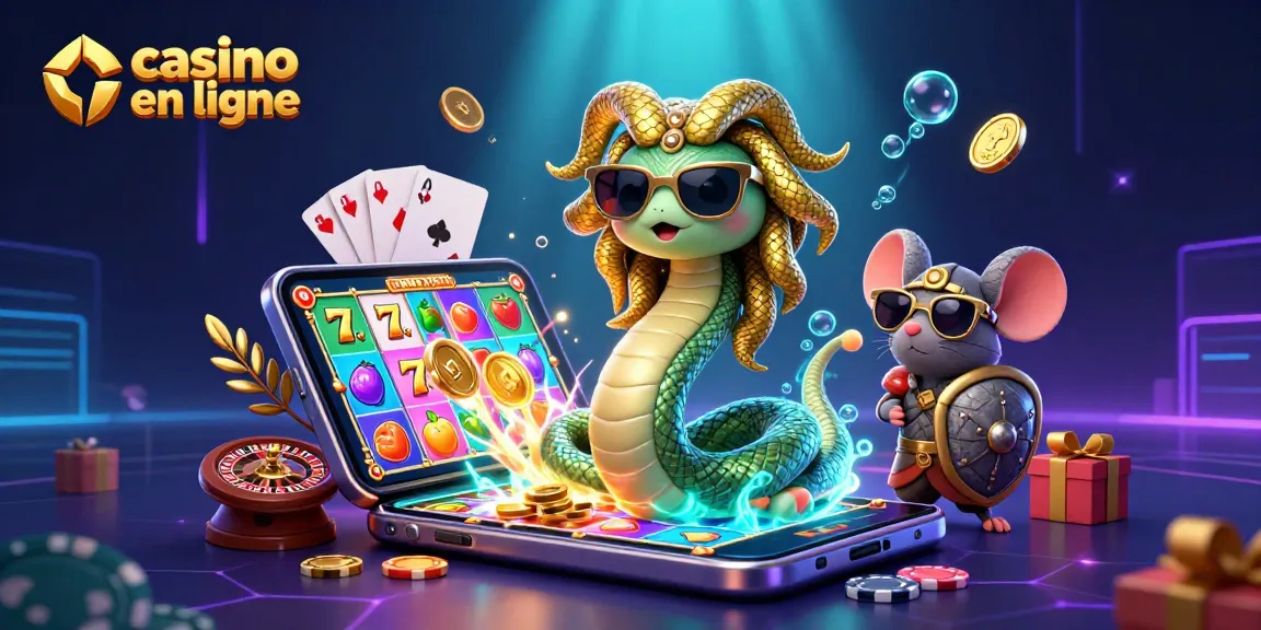 Visitez le casino en ligne avec Medusa, le guerrier souris, des pièces et des jeux colorés.