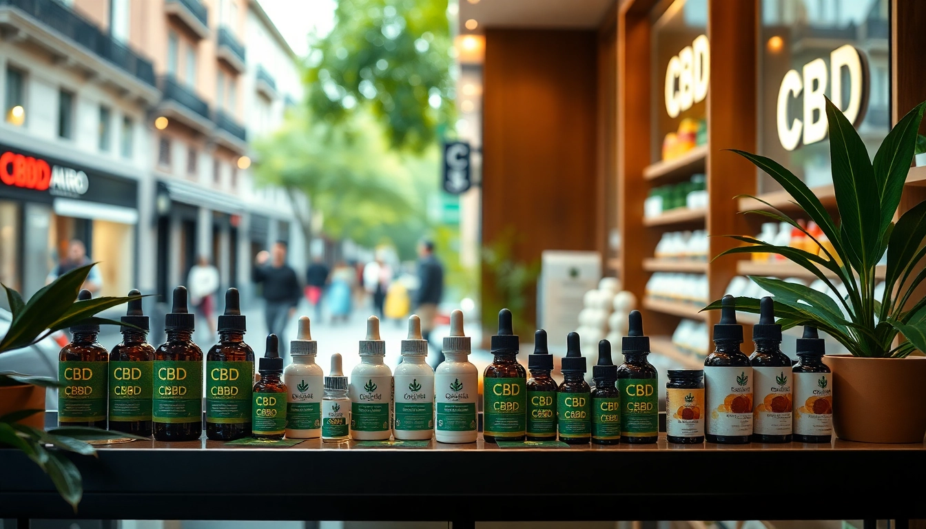 Explore CBD Madrid products in a modern store showcasing wellness and relaxation.