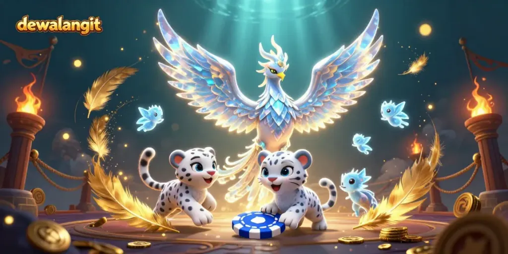Saksikan dewalangit dengan phoenix es dan leopard salju di arena permainan yang berkilau