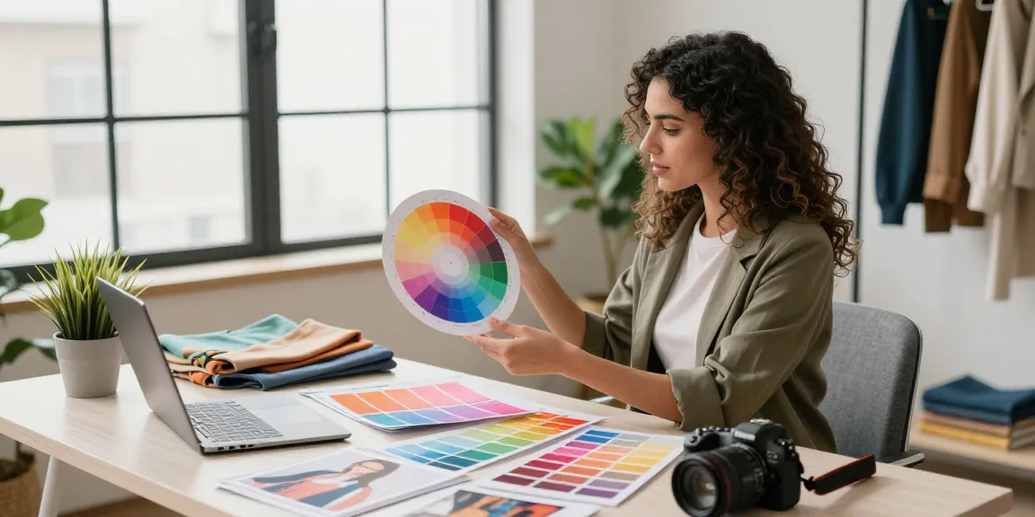 Consulenza di Armocromia con una donna che analizza i colori nel suo ufficio moderno.