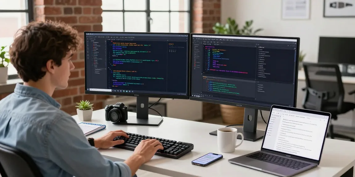 Developer testing APIs using Apicurl in a modern, vibrant workspace.