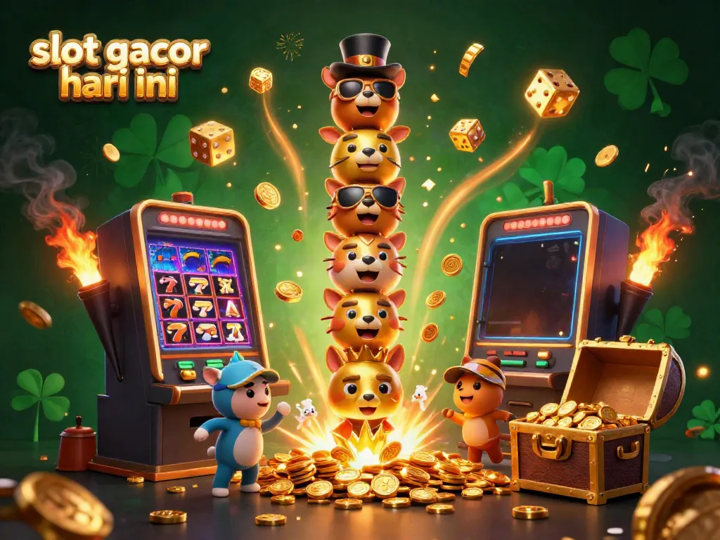Experience the excitement of slot gacor hari ini with 3D illustrations of totem poles and jackpots.