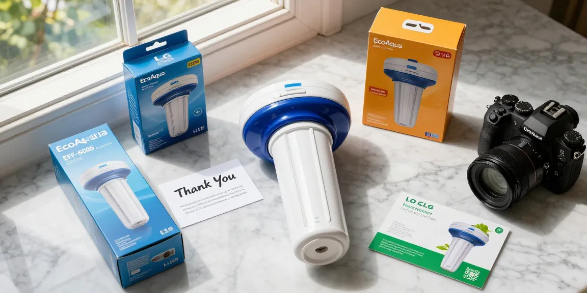 EcoAqua EFF-6005 Replacement for LG® LT500P®, ADQ72910901 water filter in a stylish e-commerce setup featuring best deals and product reviews.
