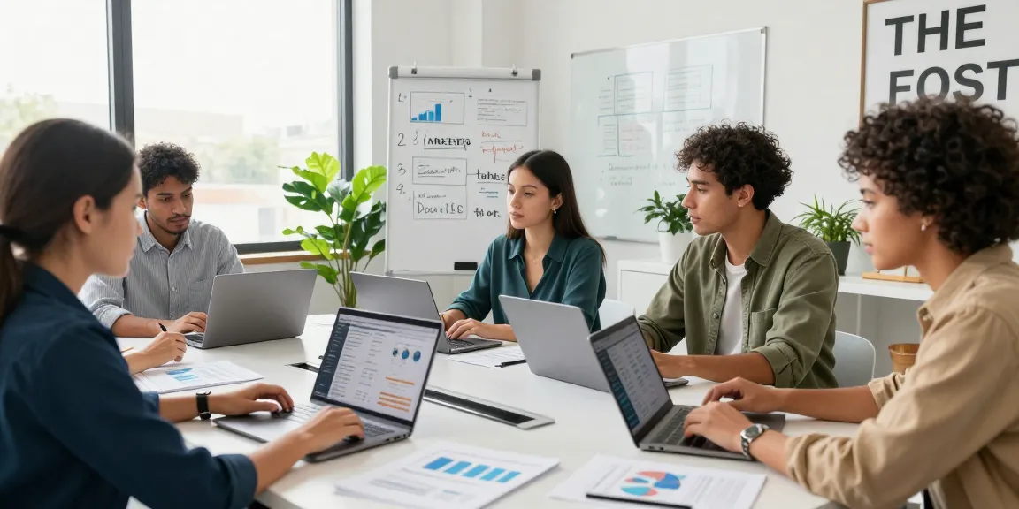 Collaboration in digital marketing workspace showcasing campaign performance analytics metrics for better strategies