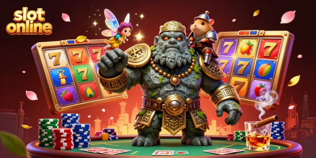 Experience the excitement of slot online adventures with animated characters and vibrant casino elements.