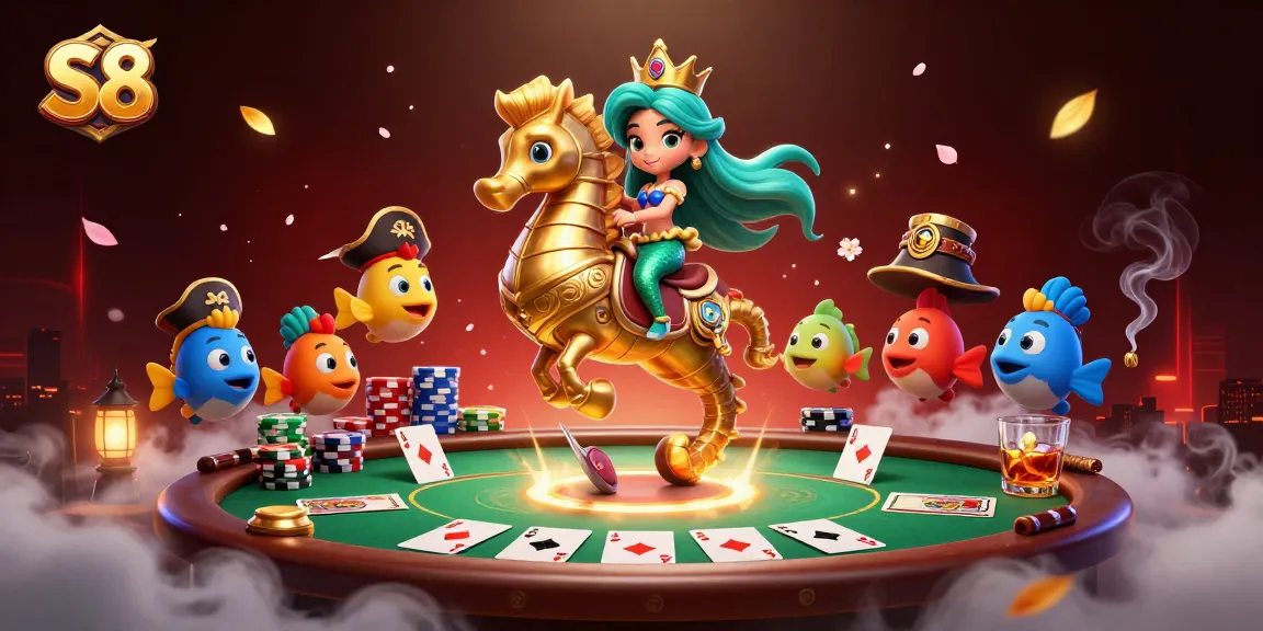 Engage with S8 thrilling poker games in an ultra-detailed 3D casino illustration showcasing dynamic action.