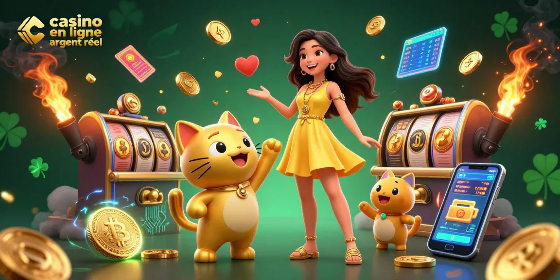 Jouez à des jeux passionnants au casino en ligne argent réel avec une femme asiatique joyeuse et un chat porte-bonheur.