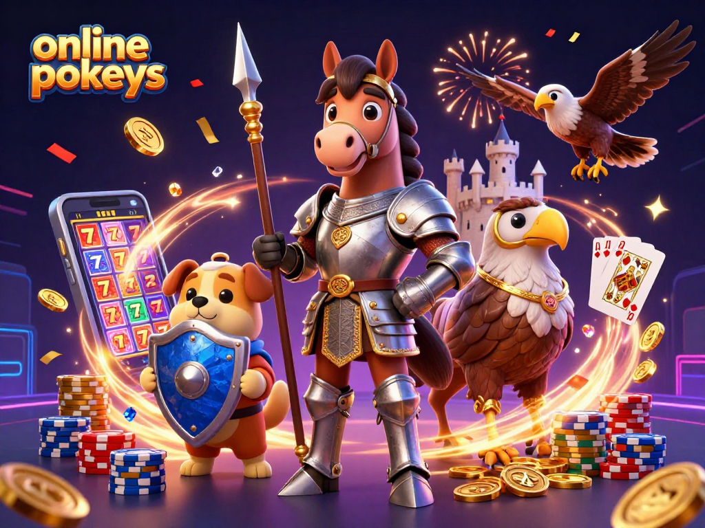 Experience thrilling online pokies action with vibrant characters and dazzling casino elements.