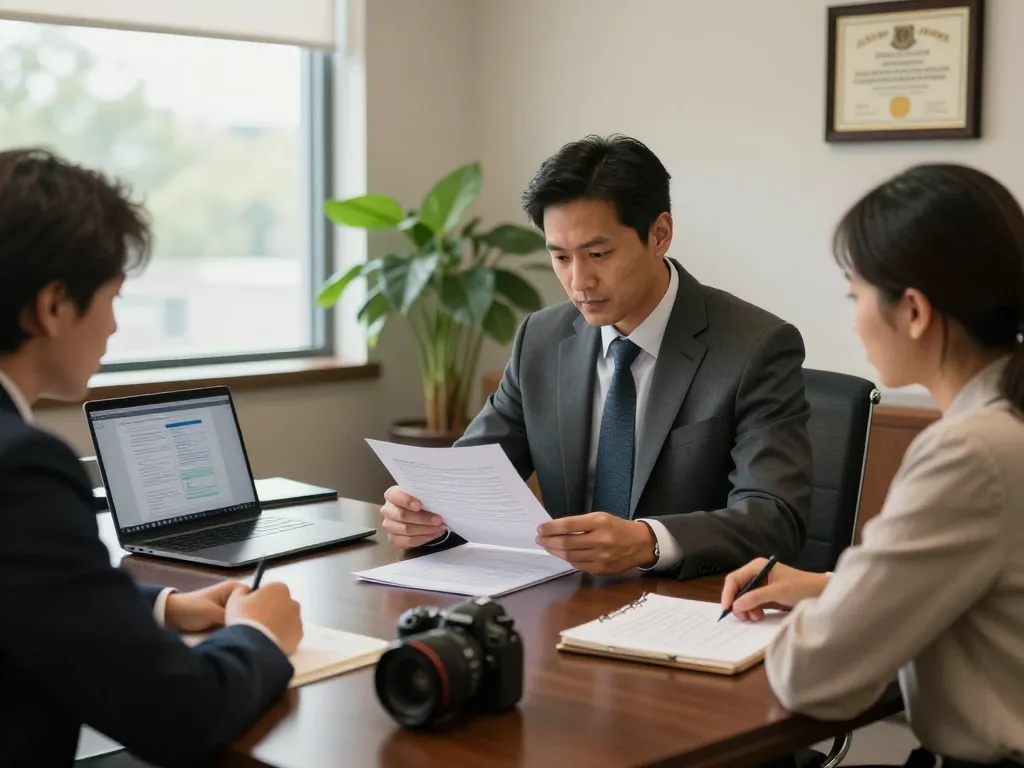 Alexandria Personal Injury Lawyer advising a client in a law office