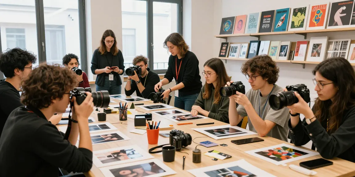 Cours de photographie à Milan où un instructeur enseigne aux étudiants en utilisant des techniques pratiques.