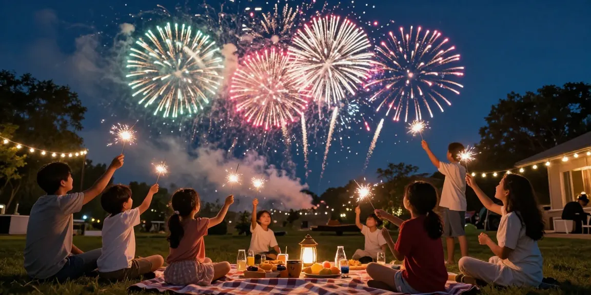 Families enjoying a vibrant fireworks display while searching for cheap fireworks near me to celebrate special occasions.