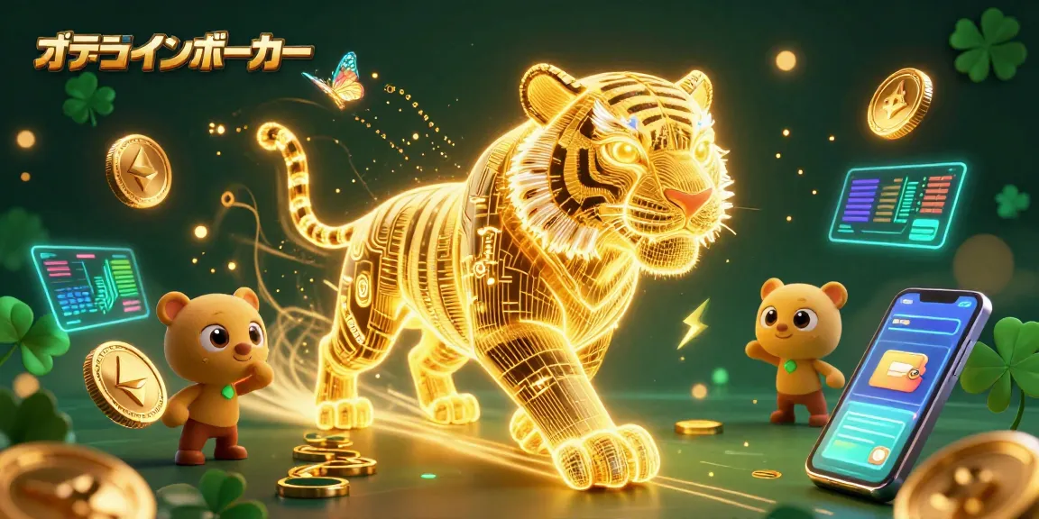 オンラインポーカーで楽しむ3Dスタイルの金色のトラのイラスト