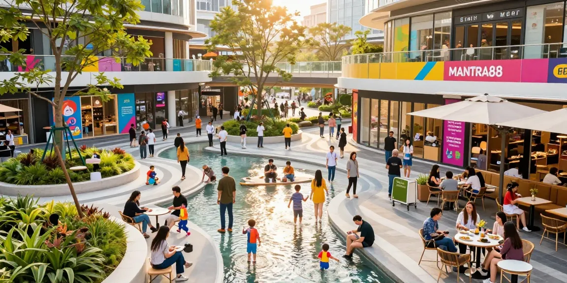 Exciting scene at MANTRA88 commercial property showcasing leisure and shopping activities.