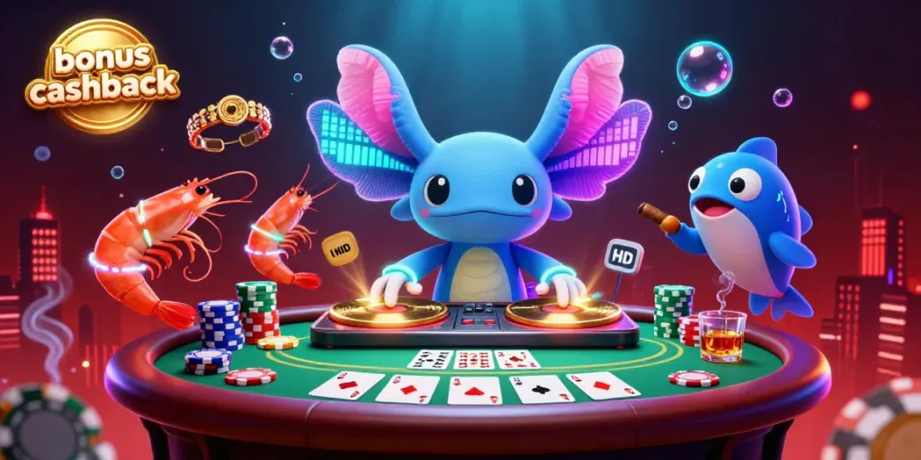 Experience thrilling gaming with a vibrant scene showcasing the bonus cashback opportunity at a lively online casino.