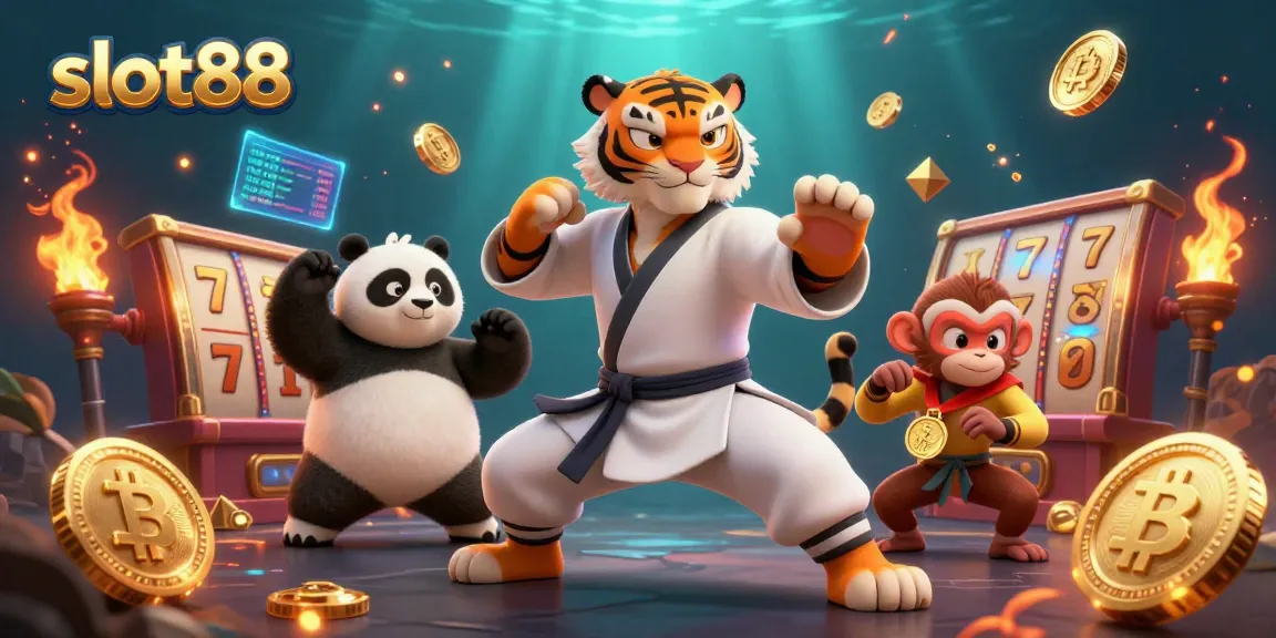 Engage with slot88's exciting slot games featuring vibrant characters in a dynamic casino scene.