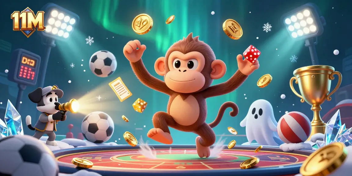 Experience thrilling betting action with 11M's dynamic sports-themed casino illustration.