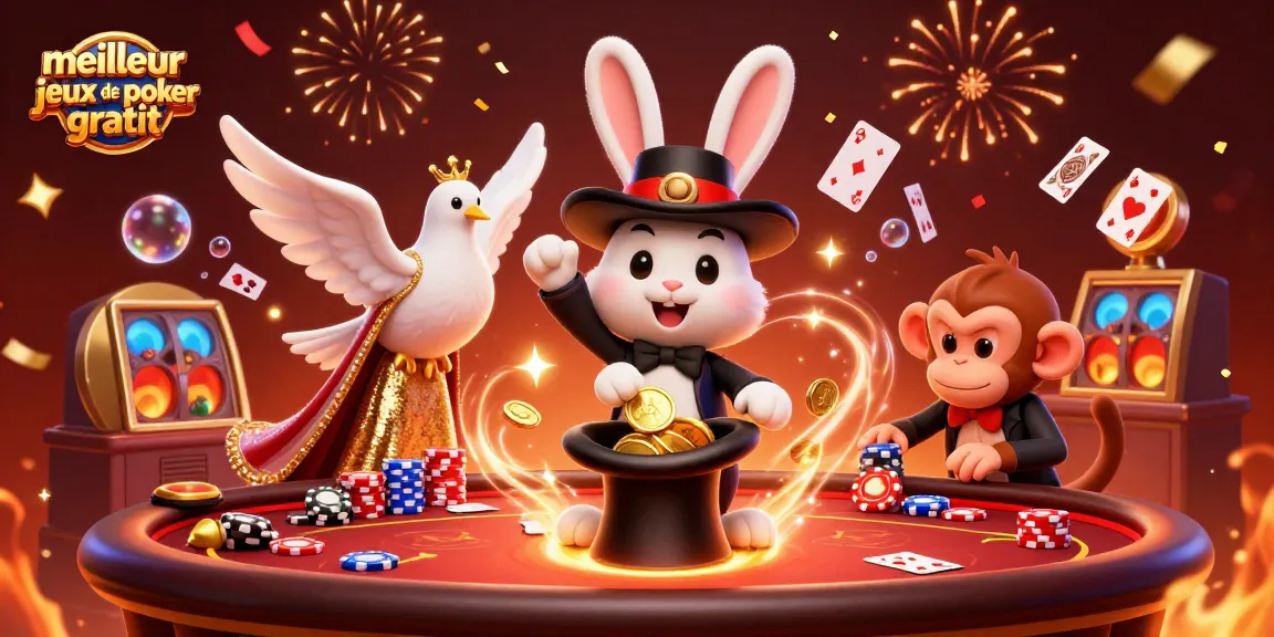 Jouez aux meilleurs jeux de poker gratuit avec cette illustration captivante de personnages de poker animés.