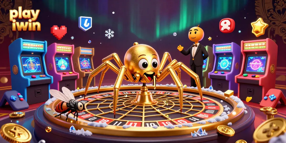 Play iwin with a thrilling scene featuring a spider, a fly, and a centipede in a dynamic casino setting.