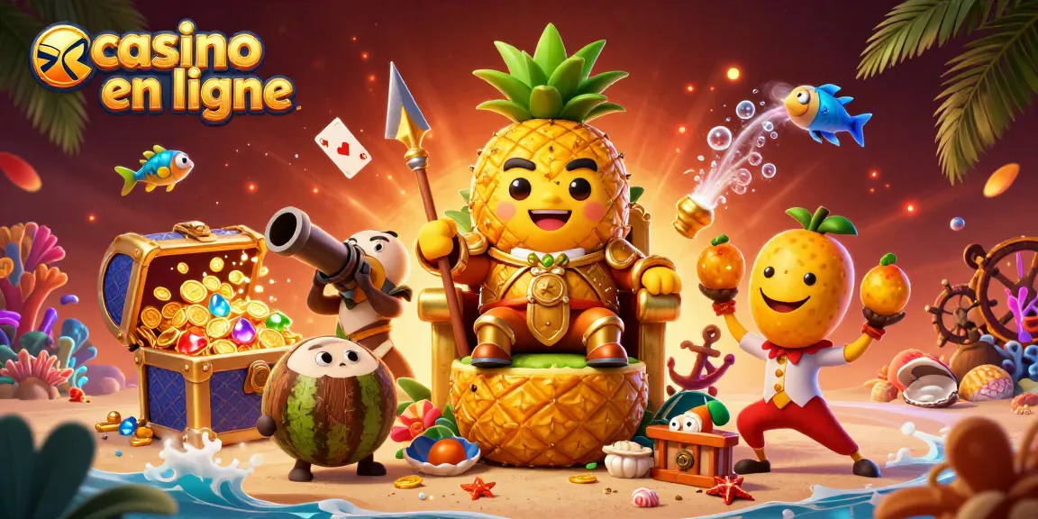Découvrez les trésors des jeux de casino en ligne avec des personnages animés et des éléments colorés.